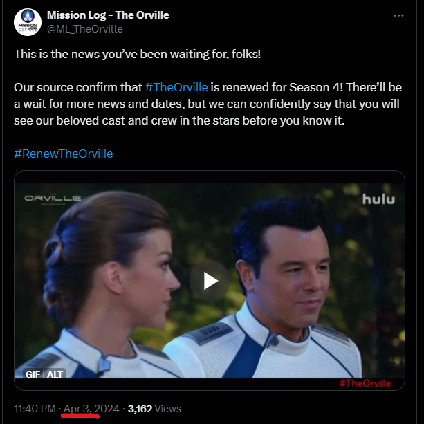 Twitter confirmed The Orville Season 4 image